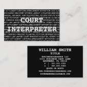 Court Interpreter Words Business Card Visitenkarte (Vorne/Hinten)