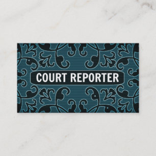 Court Reporter Aquamarin Damask Business Card Visitenkarte