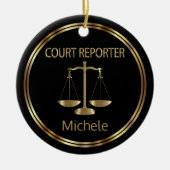 Court ⚖ Reporter - Black and Gold Keramik Ornament (Vorne)