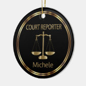 Court ⚖ Reporter - Black and Gold Keramik Ornament (Links)