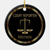 Court ⚖ Reporter - Black and Gold Keramik Ornament (Hinten)