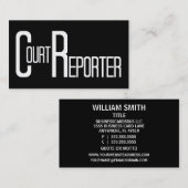 Court Reporter Black Simple Business Card Visitenkarte (Vorne/Hinten)