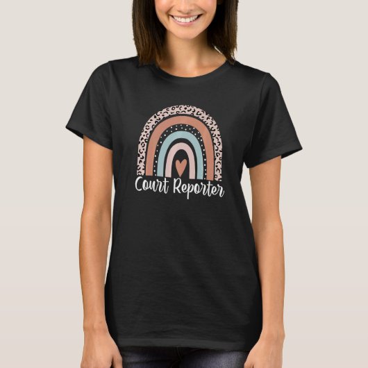 Court Reporter Rainbow Leopard Court Reporter T-Shirt (Vorderseite)