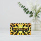 Court Reporter Sunshine Damask Business Card Visitenkarte (Stehend Vorderseite)