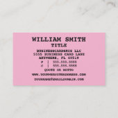 Court Reporter Words Business Card in Rosa Visitenkarte (Rückseite)