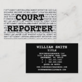 Court Reporter Words Business Card Visitenkarte (Vorne/Hinten)