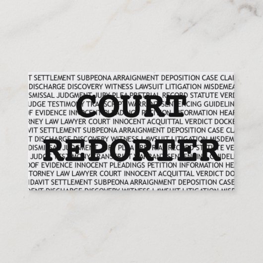 Court Reporter Words Business Card Visitenkarte (Vorderseite)