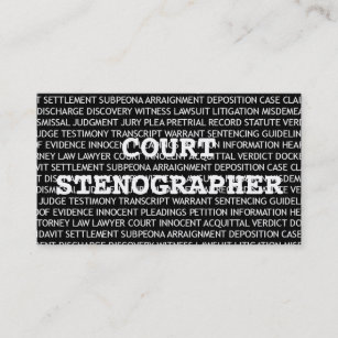 Court Stenographer Words Business Card Visitenkarte