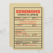 Court Summons Bachelorette Einladung (Vorne/Hinten)