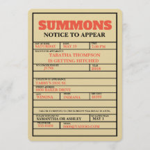 Court Summons Bachelorette Einladung