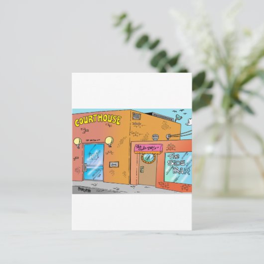Courthouse Cartoon Postkarte (Stehend Vorderseite)