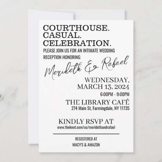 Courthouse. Lose. Cocktails. Einladung zur Hochzei (Vorderseite)