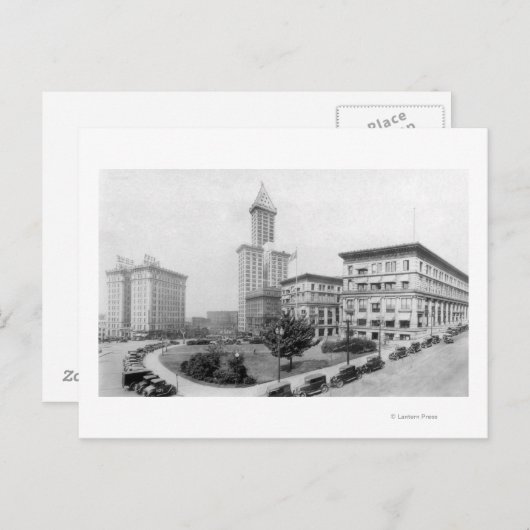 Courthouse Platz und Smith Tower in Seattle Postkarte (Vorne/Hinten)