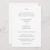 Courtney Monogram Elegant Wedding Einladung (Vorne/Hinten)