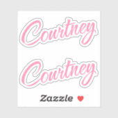 Courtney Name pink dekorative cursive x2 Aufkleber (Blatt)
