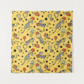 Courtside Doodles: Zebra Basketball Fantasia Wandteppich (Vorderseite)