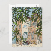 Courtyard in Haifa Israel City Collage Sketch Postkarte (Vorne/Hinten)