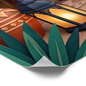 Courtyard Sunset Art - Boho Turquoise Arches Palm Poster (Ecke)