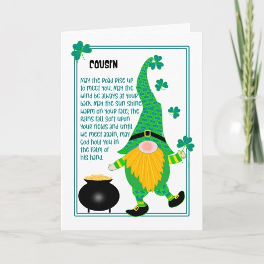 Cous St Patrick's Leprechaun Celtic Prayer Card Karte (Vorderseite)