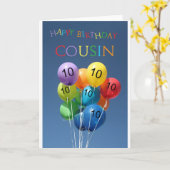 Cousin 10. Geburtstagsballons Karte (Gelbe Blume)