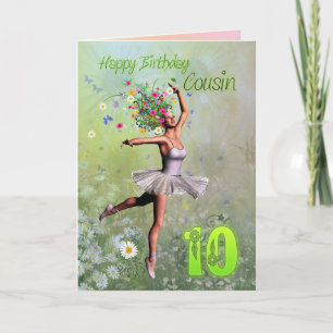 Cousin 10 Jahre, Blume Fee Geburtstagskarte Karte