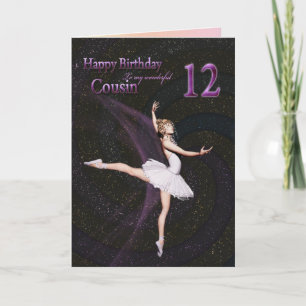 Cousin 12, Ballerina Geburtstagskarte Karte
