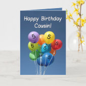 Cousin 5. Geburtstag gefärbte Ballons Karte (Gelbe Blume)