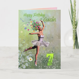 Cousin 7, Blume Fee Geburtstagskarte Karte