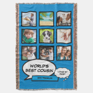 Cousin 9 Foto-Collage Comic-Book-Spaß Blau Decke