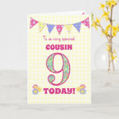 Cousin 9. Geburtstag Primroses-Jagdkarte Karte (Gelbe Blume)