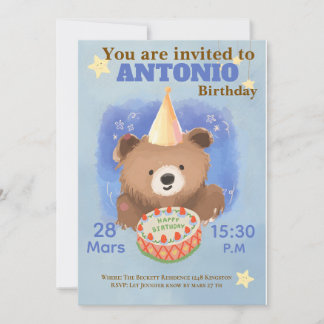 Cousin Bear Watercolor Einladung