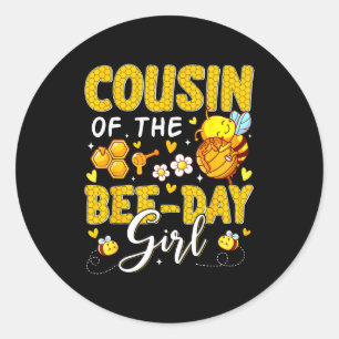 Cousin Bee Tag Blumen Geburtstag Runder Aufkleber