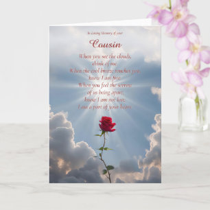 Cousin Beileid Memorial Spirituelle Rose Wolken Karte