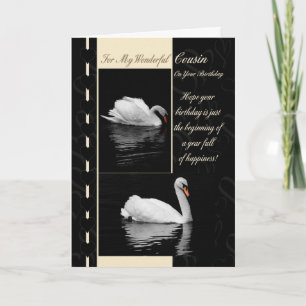 Cousin Birthday Card Swans Karte