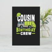 Cousin Birthday Crew Garbage Truck Einladung (Stehend Vorderseite)