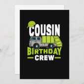 Cousin Birthday Crew Garbage Truck Einladung (Vorne/Hinten)