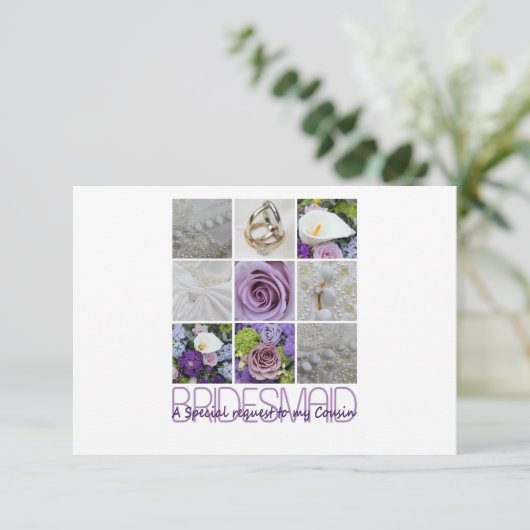 Cousin Bitte übernachten Sie in Bridesmaid Einladung (Stehend Vorderseite)