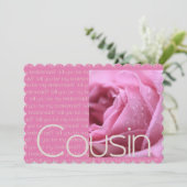 Cousin Bitte übernachten Sie in Bridesmaid Einladung (Stehend Vorderseite)