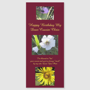 Cousin-Blumen-Bienen-Magnet-Geburtstags-Karte Magnetkarte