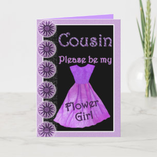 COUSIN Blumen-Mädchen-Einladungs-LILA Kleid Einladung