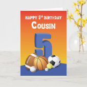 Cousin Boy 5th Birthday Sports Balls Karte (Gelbe Blume)