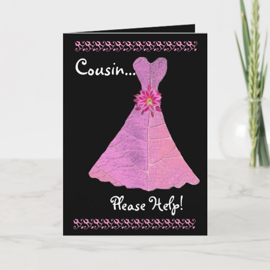 COUSIN Bridesmaid Einladung PINK Gown V01 (Vorderseite)