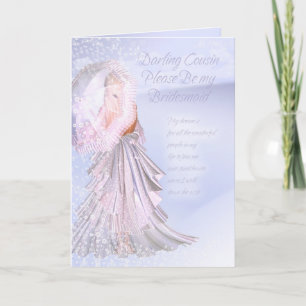 Cousin Bridesmaid Request Card With Violet Blue an Einladung