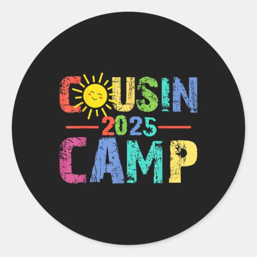 Cousin Camp 2025 Camping Campfire Sommerferien Runder Aufkleber (Vorderseite)