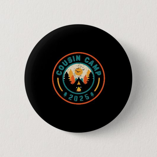 Cousin Camp 2025 Camping-Crew Lagerfeuer Sommerfer Button (Vorderseite)