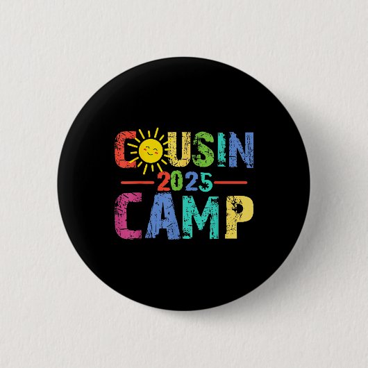 Cousin Camp 2025 Camping Lagerfeuer Sommerferien Button (Vorderseite)
