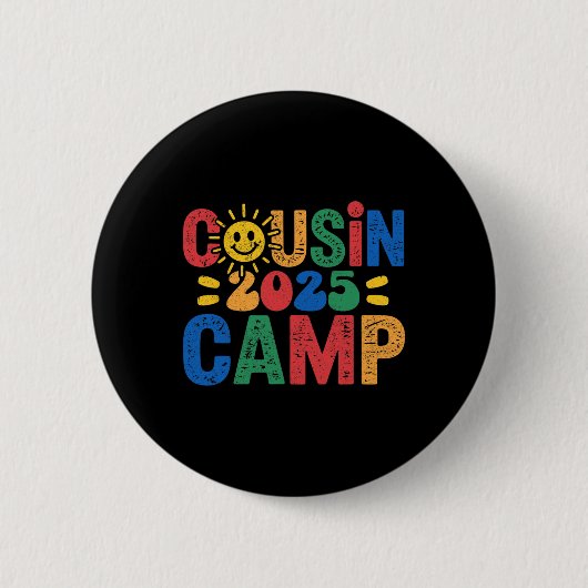 Cousin Camp 2025 Camping-Lagerfeuer Sommerferien Button (Vorderseite)