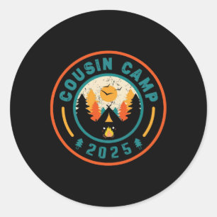 Cousin Camp 2025 Camping-Mannschaft Lagerfeuer Som Runder Aufkleber