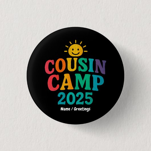 Cousin Camp 2025 Sommerurlaub Spaß Camping Button (Vorderseite)