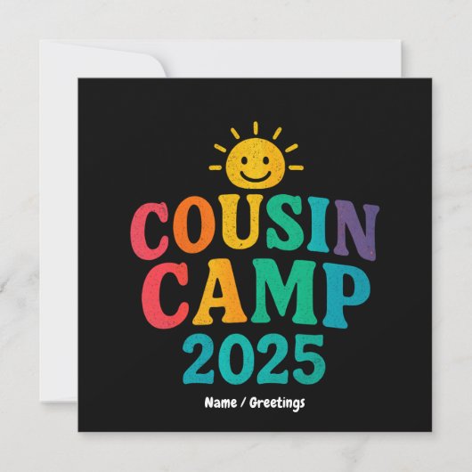 Cousin Camp 2025 Sommerurlaub Spaß Camping Einladung (Vorderseite)